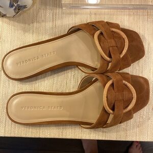 Veronica Beard MADEIRA WOMENS FAUX SUEDE SLIP ON SLIDE SANDALS